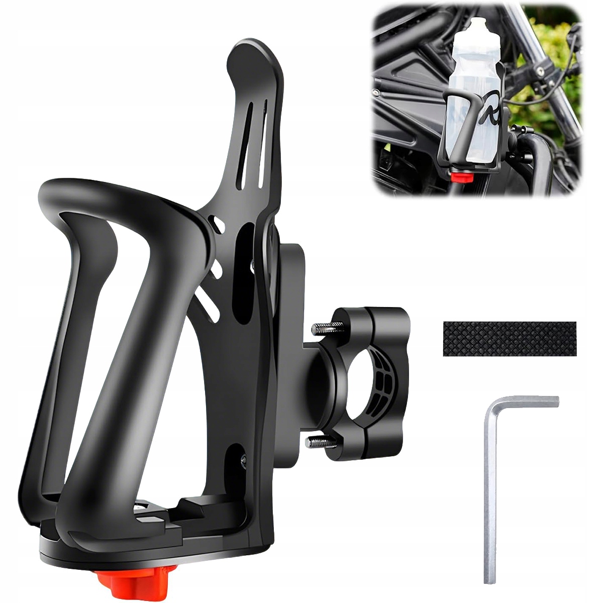 KOSZYK NA BIDON BUTELKĘ UCHWYT ROWEROWY DO ROWERU LEKKI WYTRZYMAŁY CZARNY