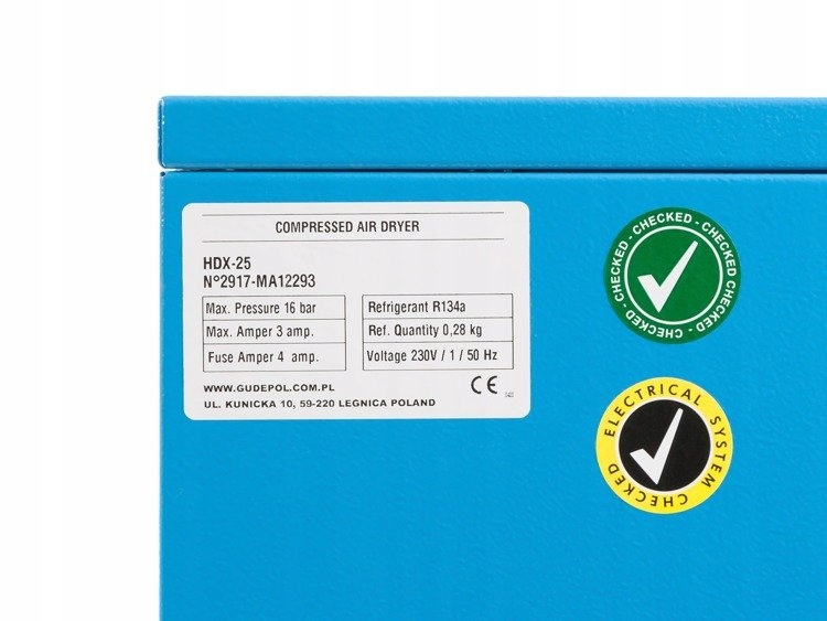 OSUSZACZ ZIĘBNICZY HDX-25 GUDEPOL 390L/MIN Moc (kW) 0.23 kW