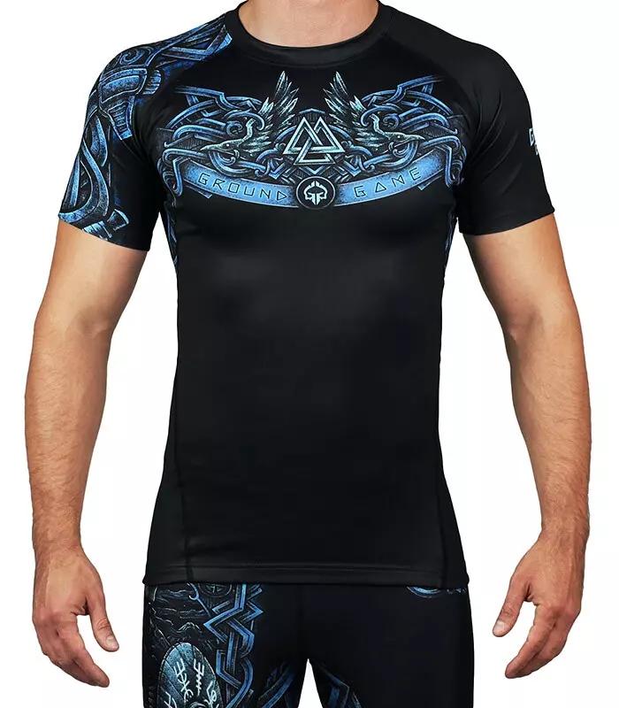 Rashguard Jiu Jitsu Judo Bjj Mma Crossfit Ground Game "Viking" černý, velikost M