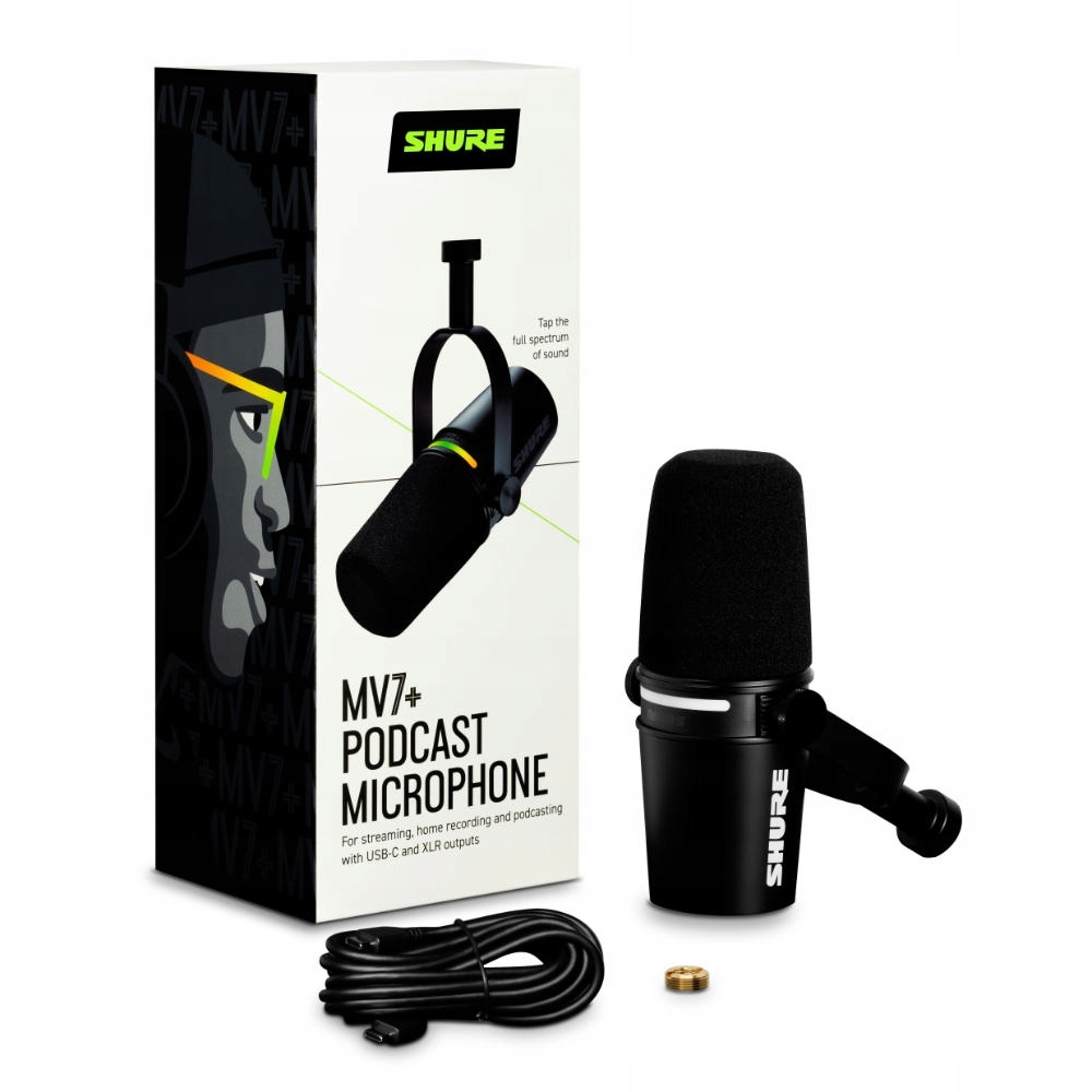 Shure MV7+ K mikrofon dynamiczny XLR / USB do podcast Model MV7+-K