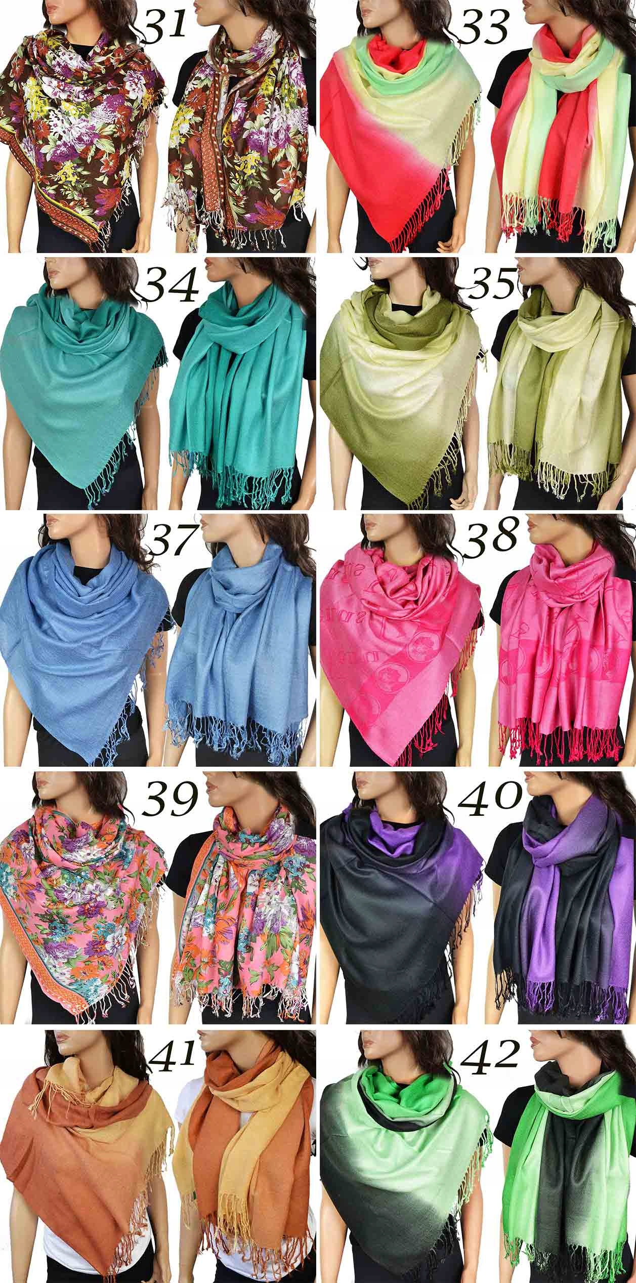 SZALIK PASHMINA Szal Paszmina Moc KOLORÓW i Wzorów Wzór dominujący bez wzoru