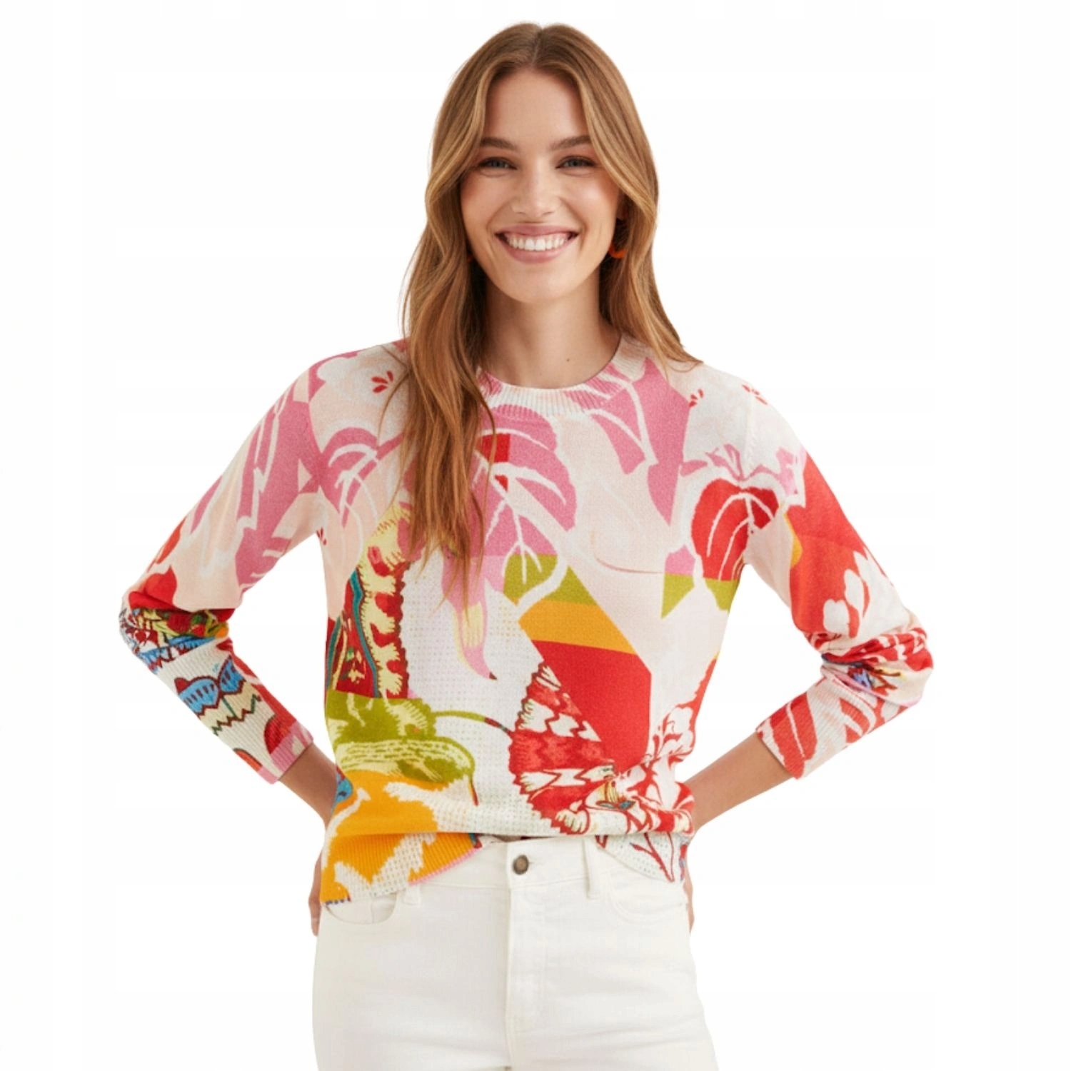 Dámský svetr Desigual M. Christian Lacroix pastelový s květinami vel. L