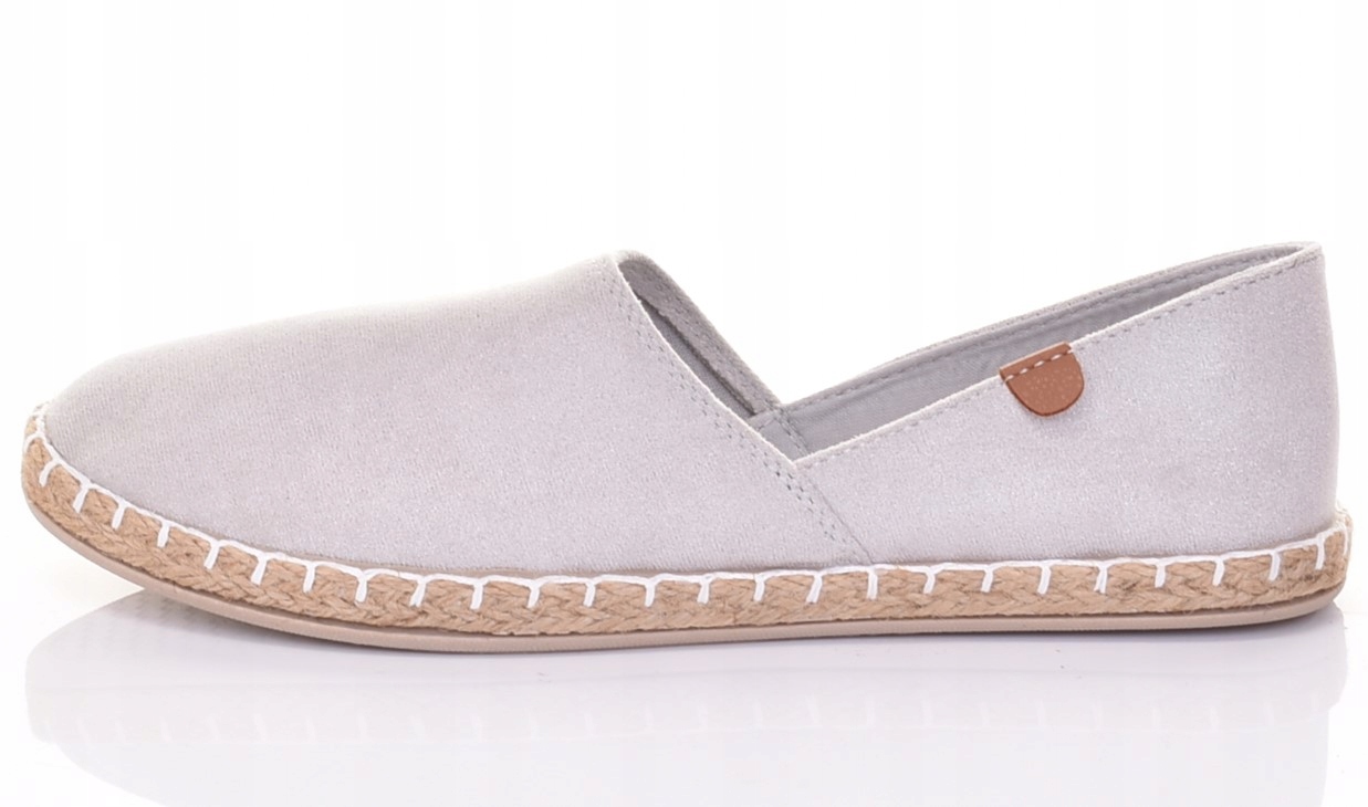 ESPADRYLE DAMSKIE LEKKIE WYKROJONE TENISÓWKI WSUWANE SZARE Kolor srebrny