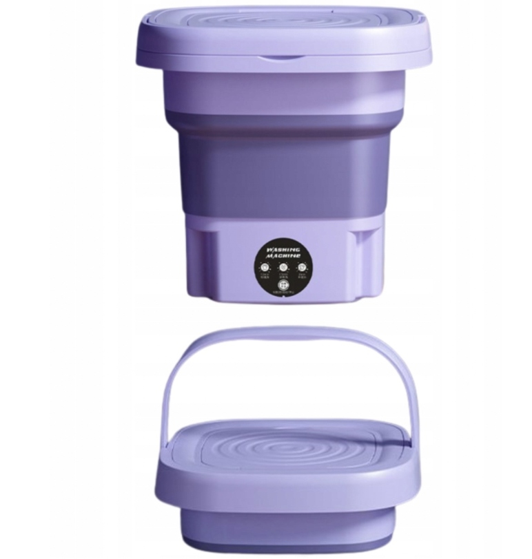 Pralka przenośna składana fioletowa 8 l pranie ekspresowe