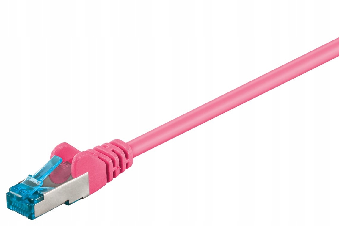 Patchcord Goobay S/FTP 6a RJ45 / RJ45 0,25 m różowy
