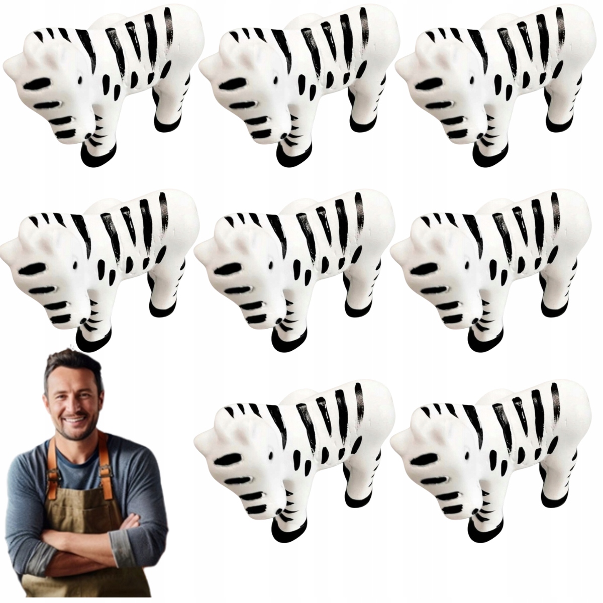 Nábytkový držiak Detský nábytkový gombík Zebra 45x30 mm 8ks