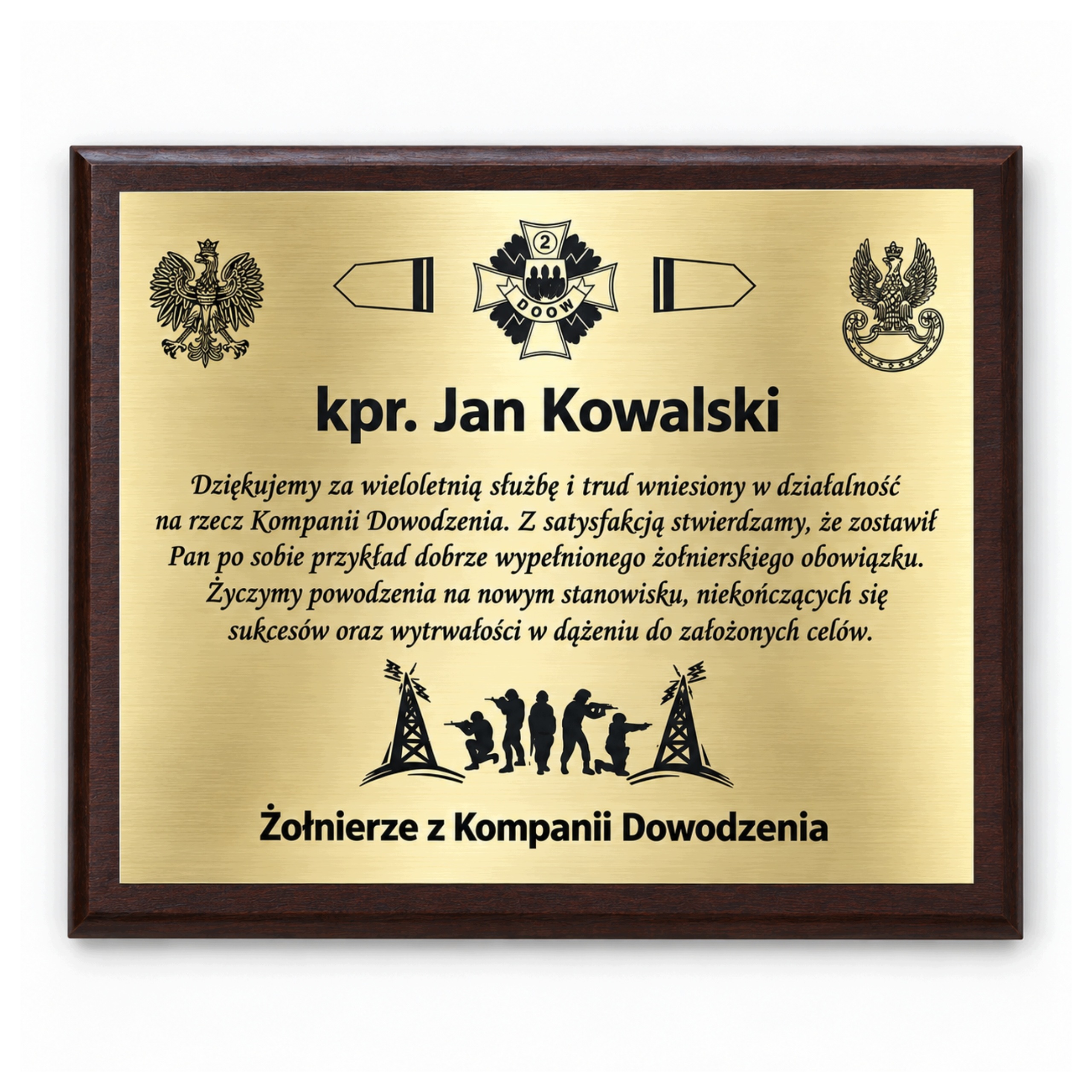 Personalizovaná vojenská tabulka pro vojáka Památka s gravírováním