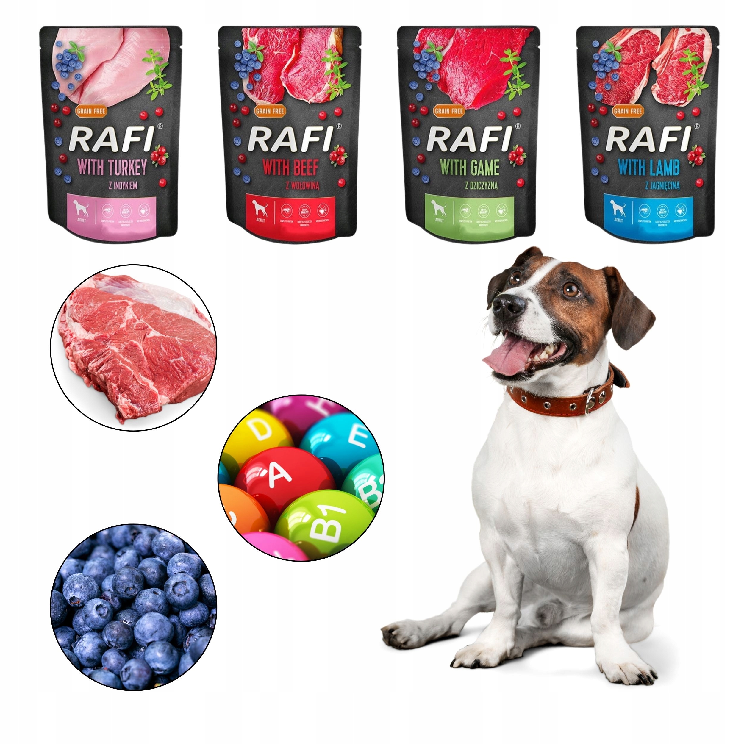 Levně Vlhké krmivo pro psy Rafi Dolina Noteci sáčky hovězí krůta mix 16x300 g