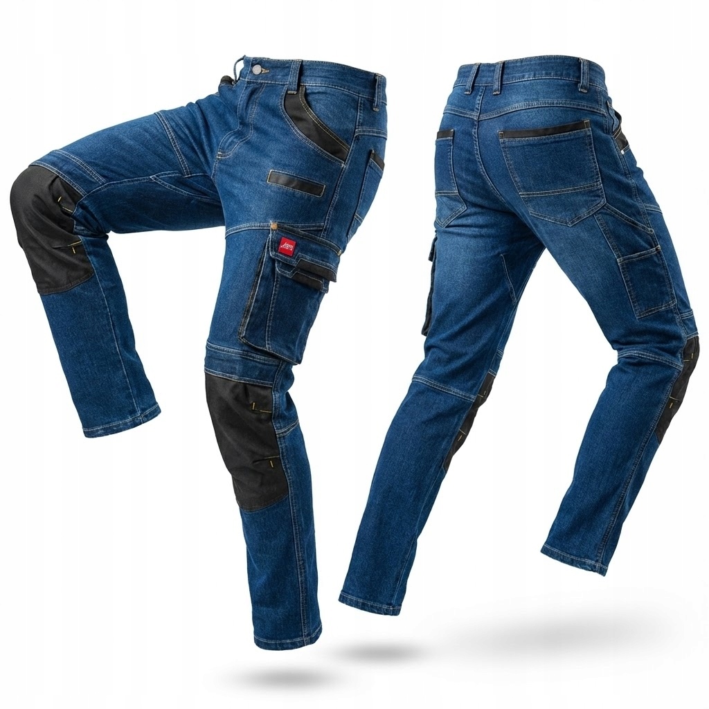 Spodnie Robocze Ochronne Jeans Elastyczne Mocne Stretch Monter 340g Bhp 3XL
