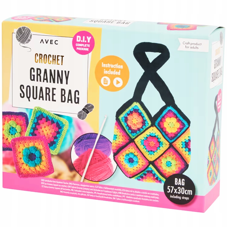 SZYDEŁKOWANIE ZESTAW DO SZYDEŁKOWANIA TOREBKA TORBA 57 x 30 CM