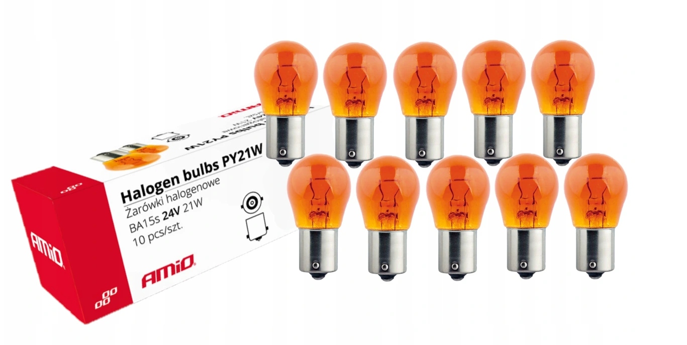 

Żarówki Halogenowe PY21W BA15s 24V 21W Amber 10szt