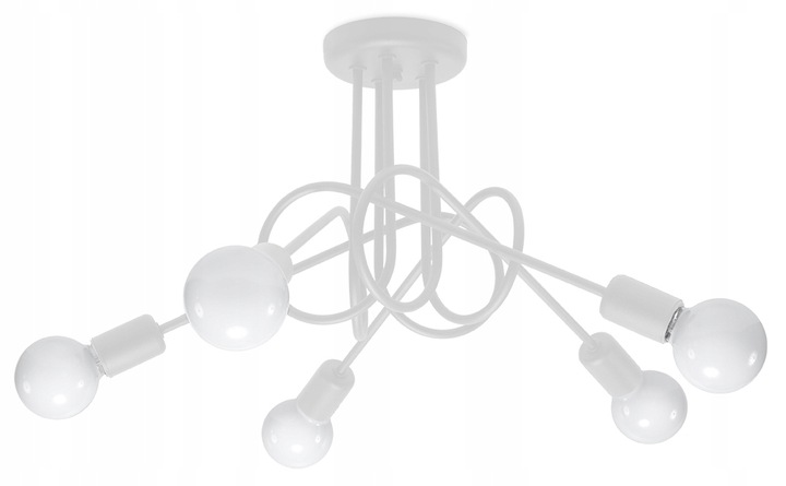 

Lampa Wisząca Edison 5 Biała Sufitowa Oprawa Led