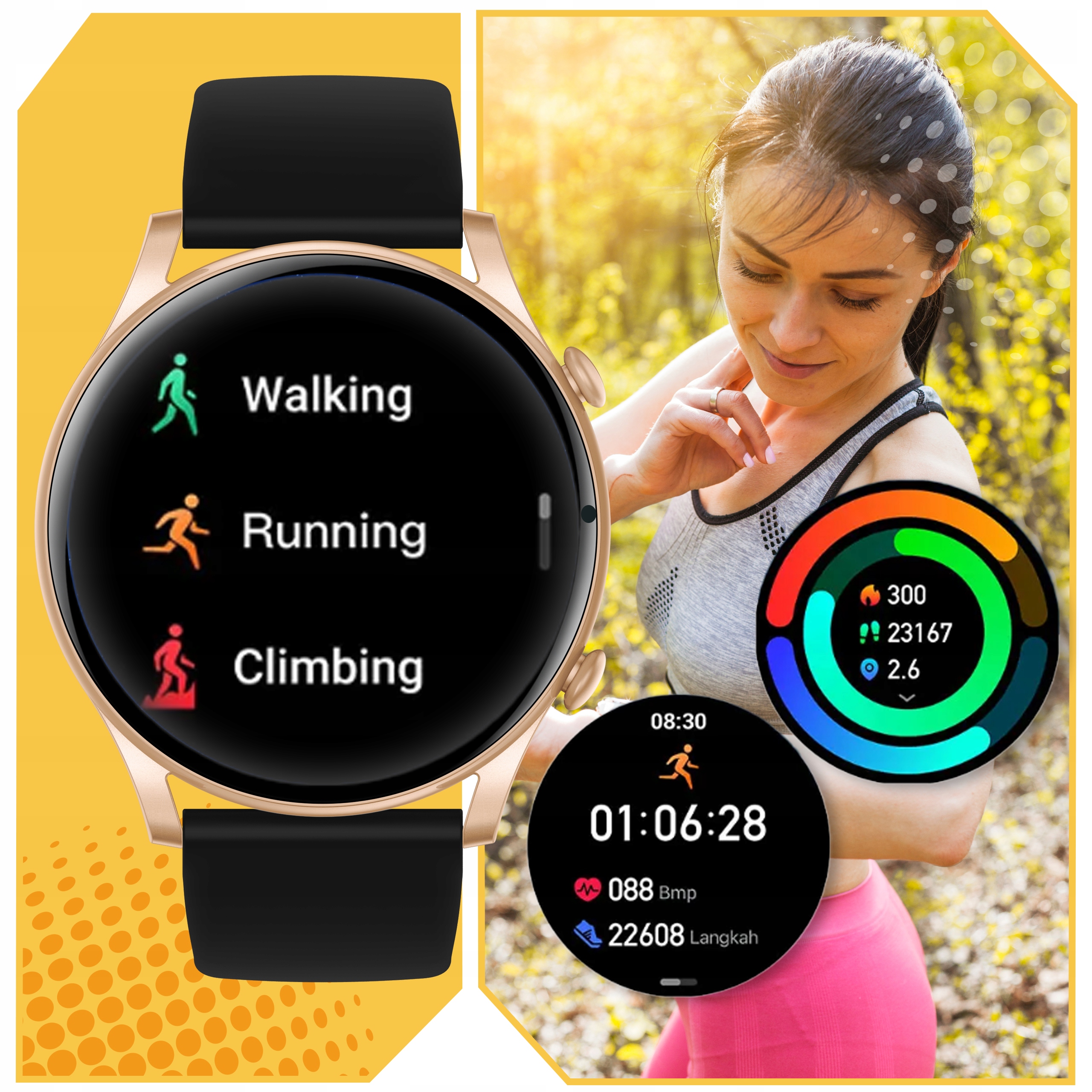 SMARTWATCH DAMSKI ZEGAREK PL MENU ROZMOWY SMART WATCH WODOODPORNY Rodzaj smartwatch