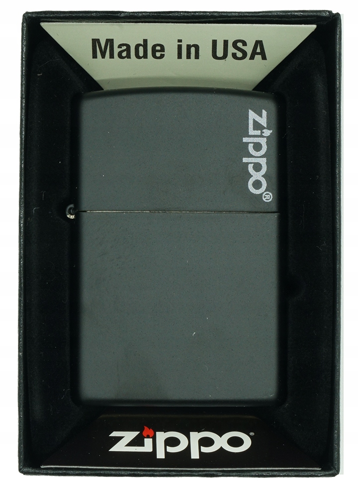 Zapalovač Zippo Black Matte Logo 60001203 Větruodolný benzínový