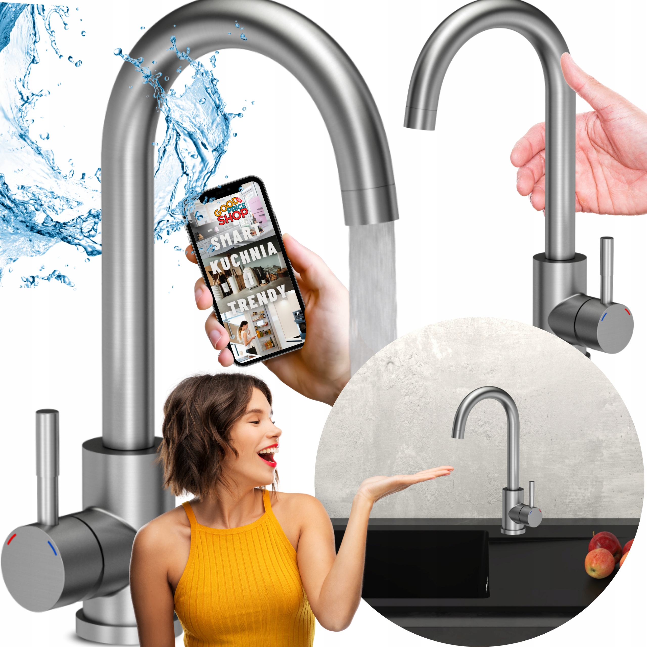 Bateria Kuchenna Stalowa Zlewozmywakowa Stojąca Kran kuchni Zlewu Armatura