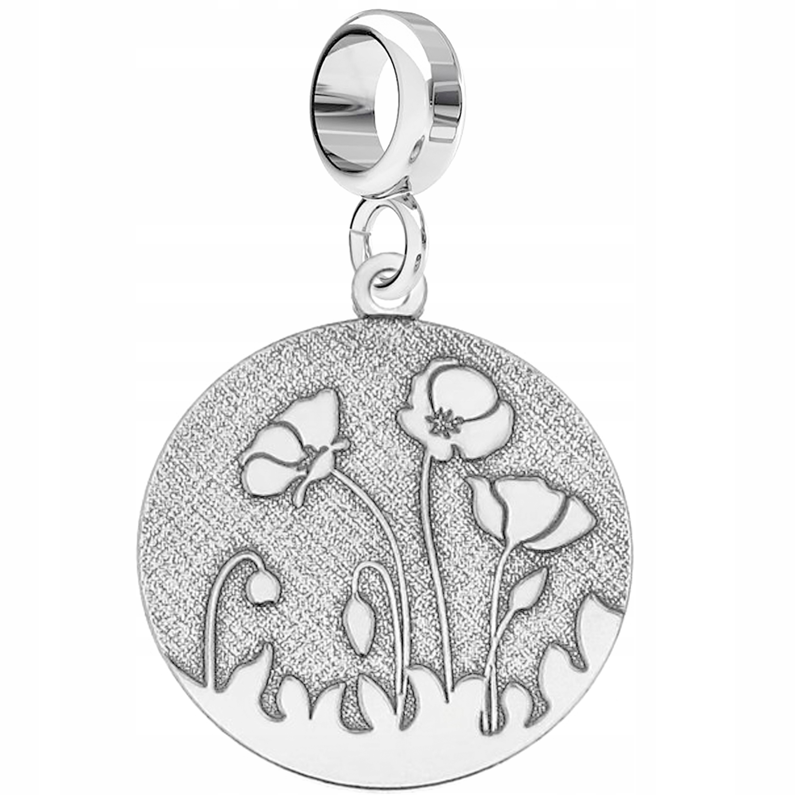 Stříbrný plech s máky Louka Květiny Máky Růže Stříbro 925