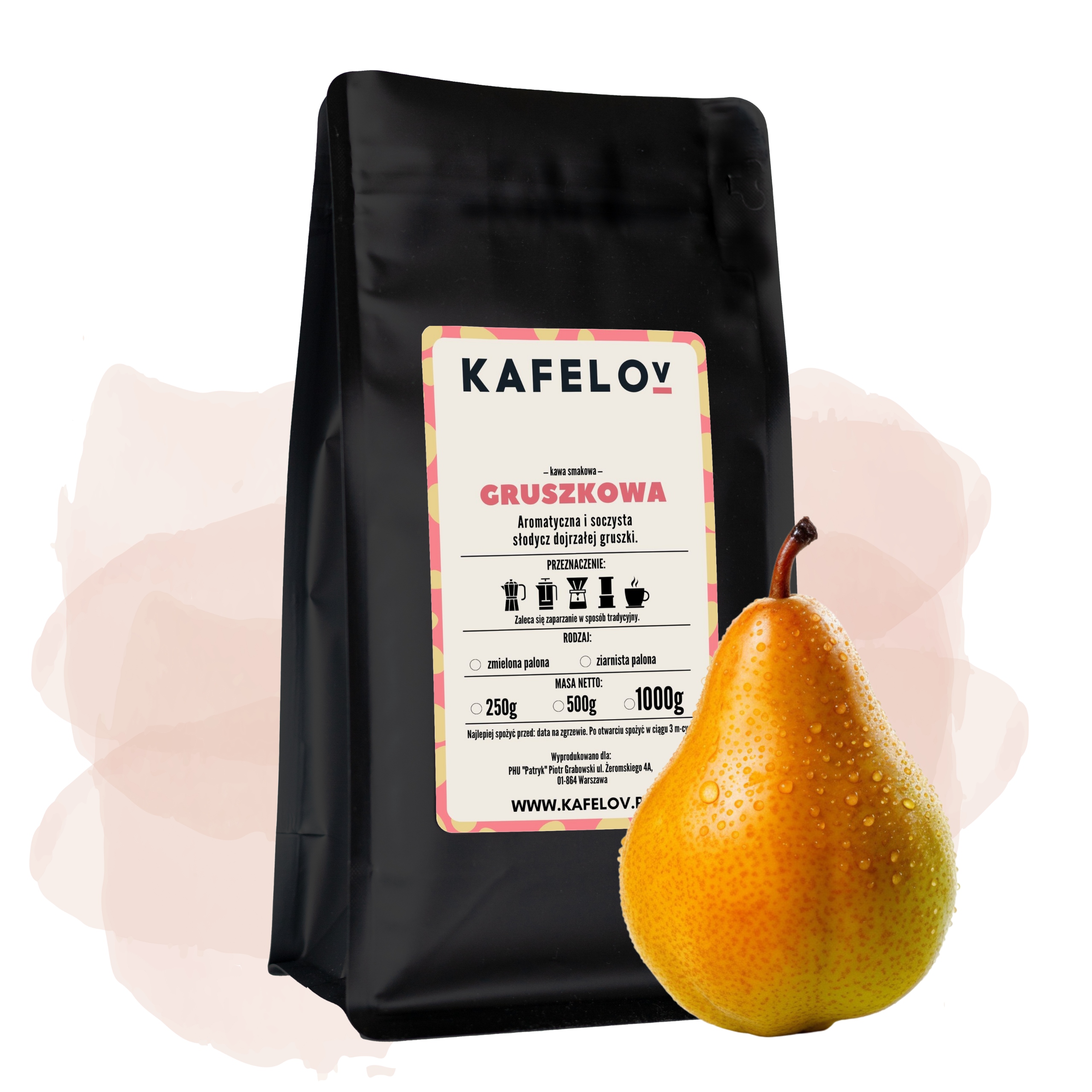 Levně Káva Kafelov ochucená Hrušková 1000 g mletá