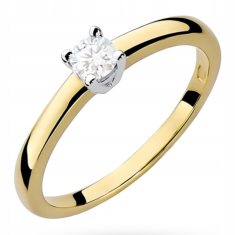 Krásný Zlatý Prstýnek pr. 585 Zásnubní s briliantem 0,15ct 14k