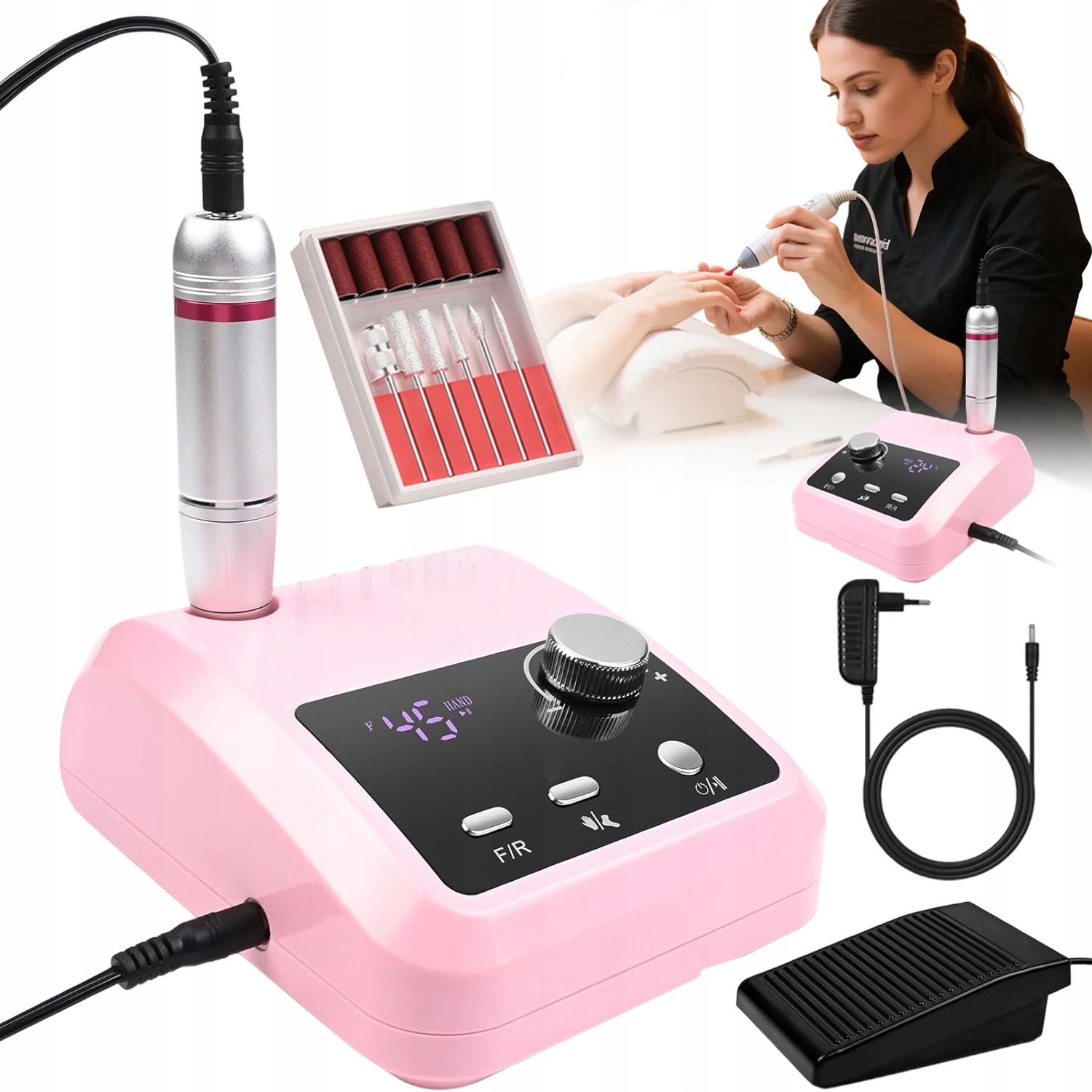 Bruska Pilník Na Nehty Kůžička Manikúra Elektrický LCD S Pedály