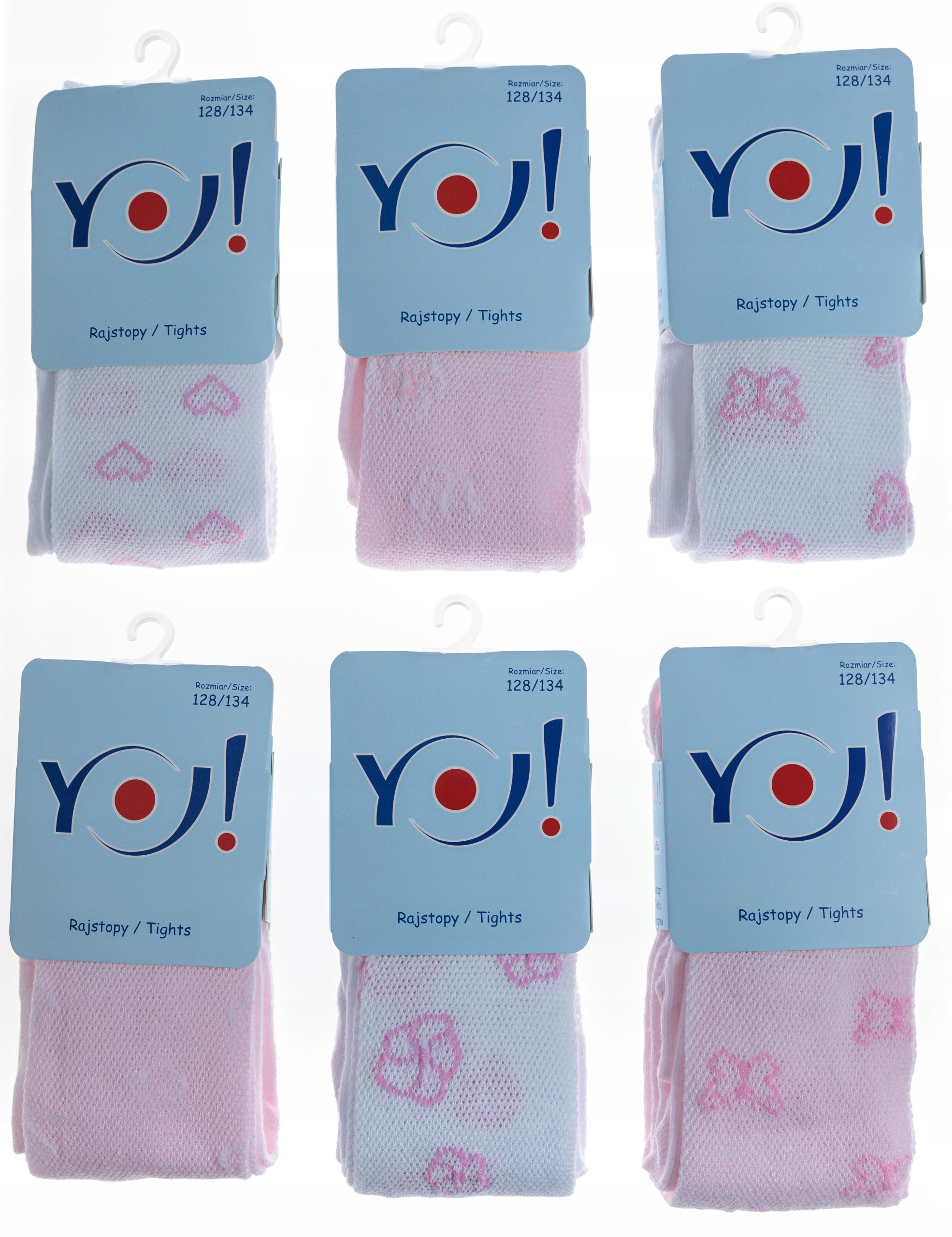 

6-PAK Rajstopy bawełniane Białe, Róż r.92-98 Yo!
