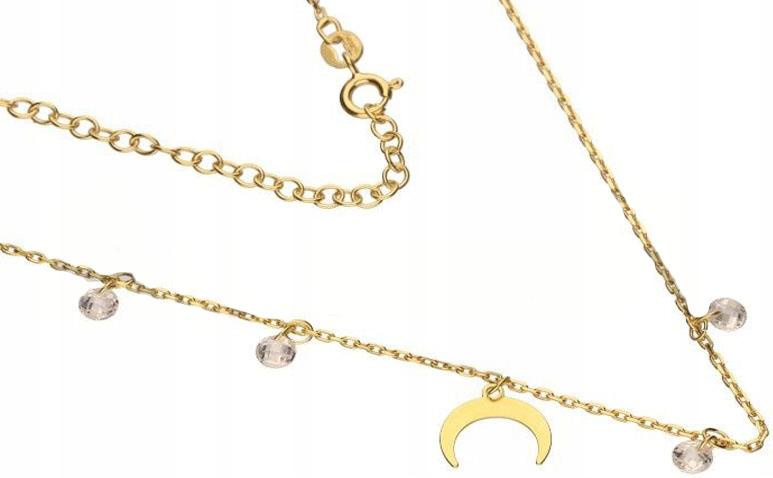 Stříbrný pozlacený náhrdelník 925 měsíc křišťály s elegantním módním vzorem