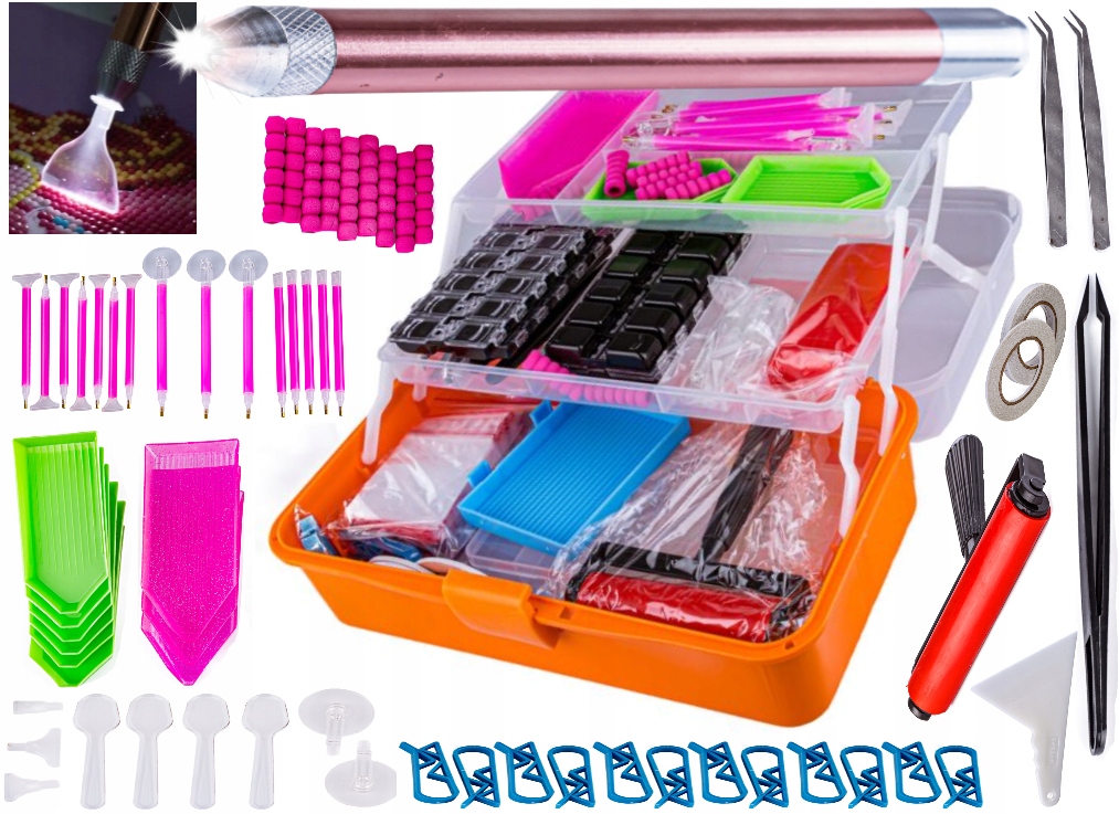 Vyšívací Příslušenství sada příslušenství pouzdro organizér Kufer aplikátory 30 Kolo