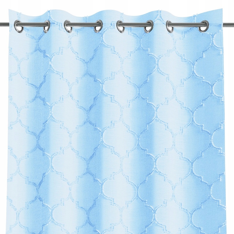 

Firana haftowany wzór przelotki 140x250 Błękit