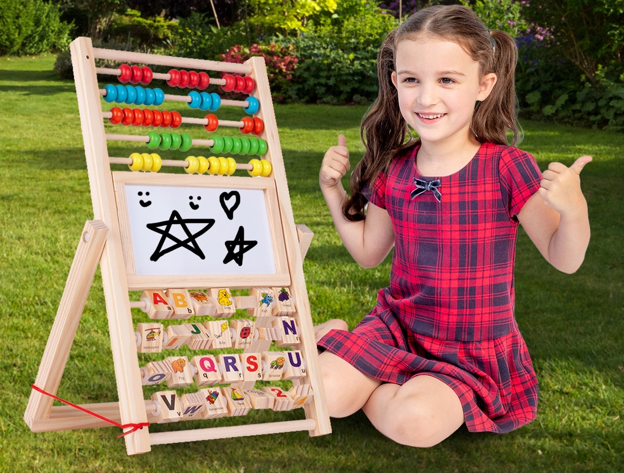 DREWNIANA TABLICA KREDOWA DWUSTRONNA EDUKACYJNA LICZYDŁO ALFABET +AKCESORIA Kod producenta Tablica EDUKACYJNA DWUSTRONNA