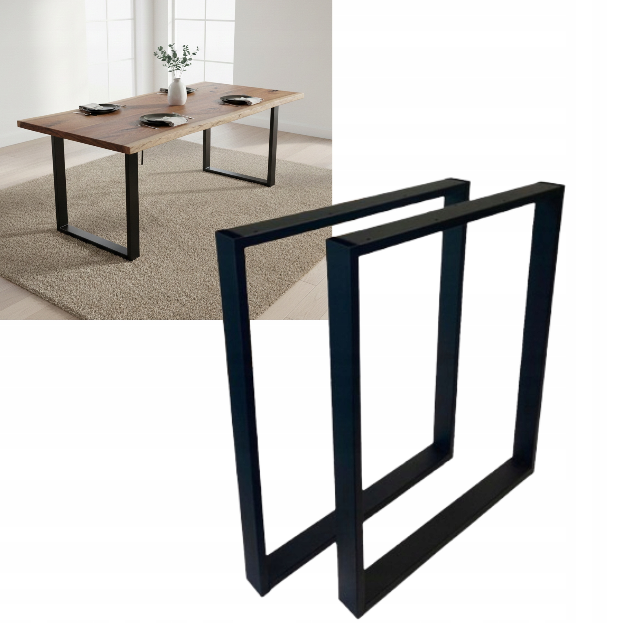 2x Nábytková Noha Černá Loftová Noha Na Stůl Lavice Skříňky Stolová Noha H80CM