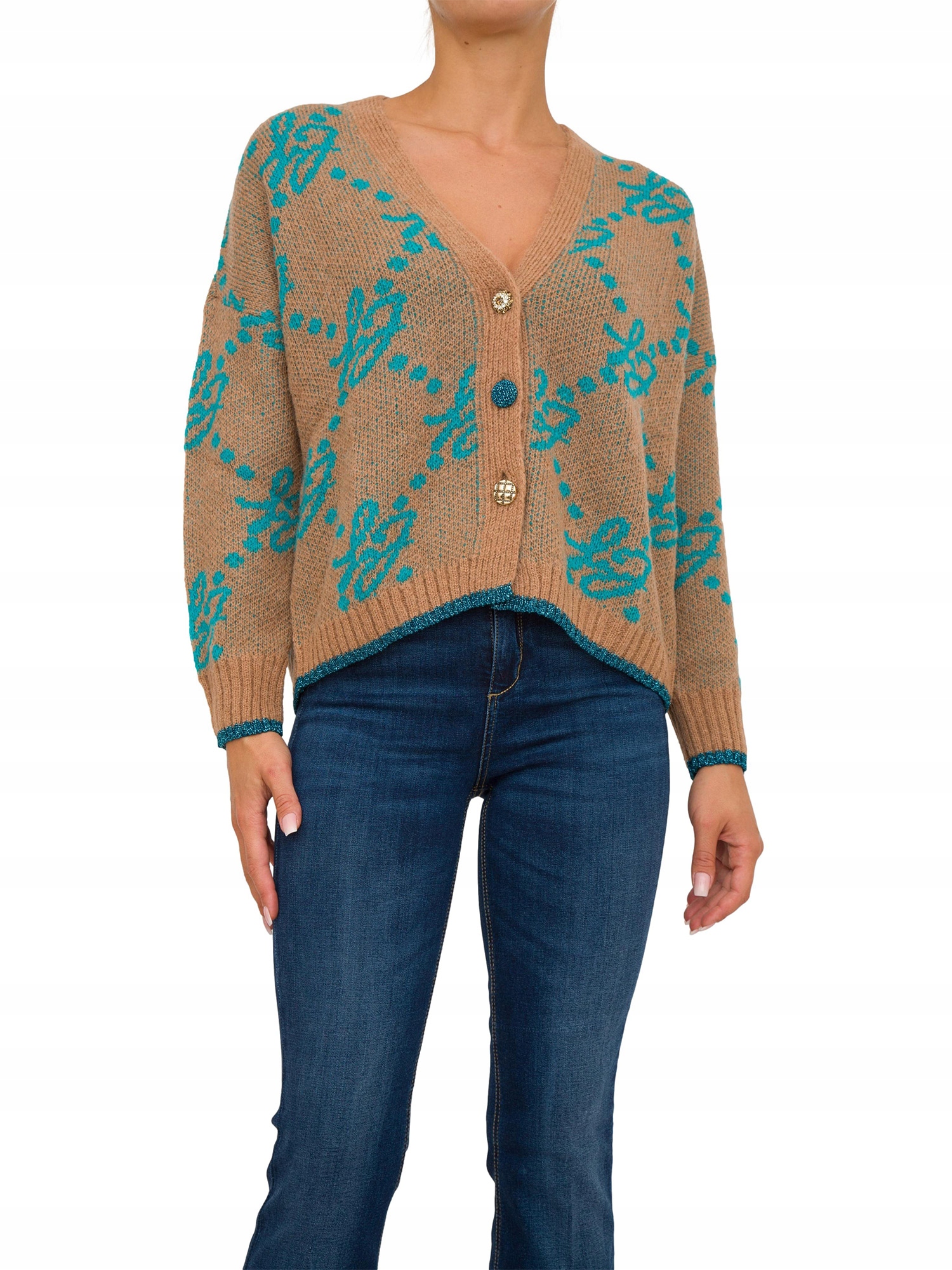 Liu Jo Hnědý Volný Kardigan Knoflíky (M)