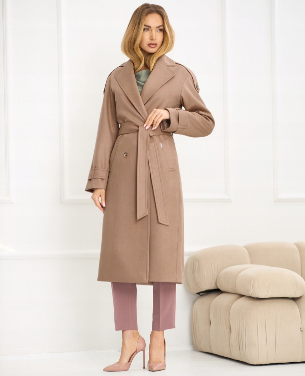 Zartex dámský trenčkotový kabát bez kapuce Dallas cappuccino SS26 velikost S