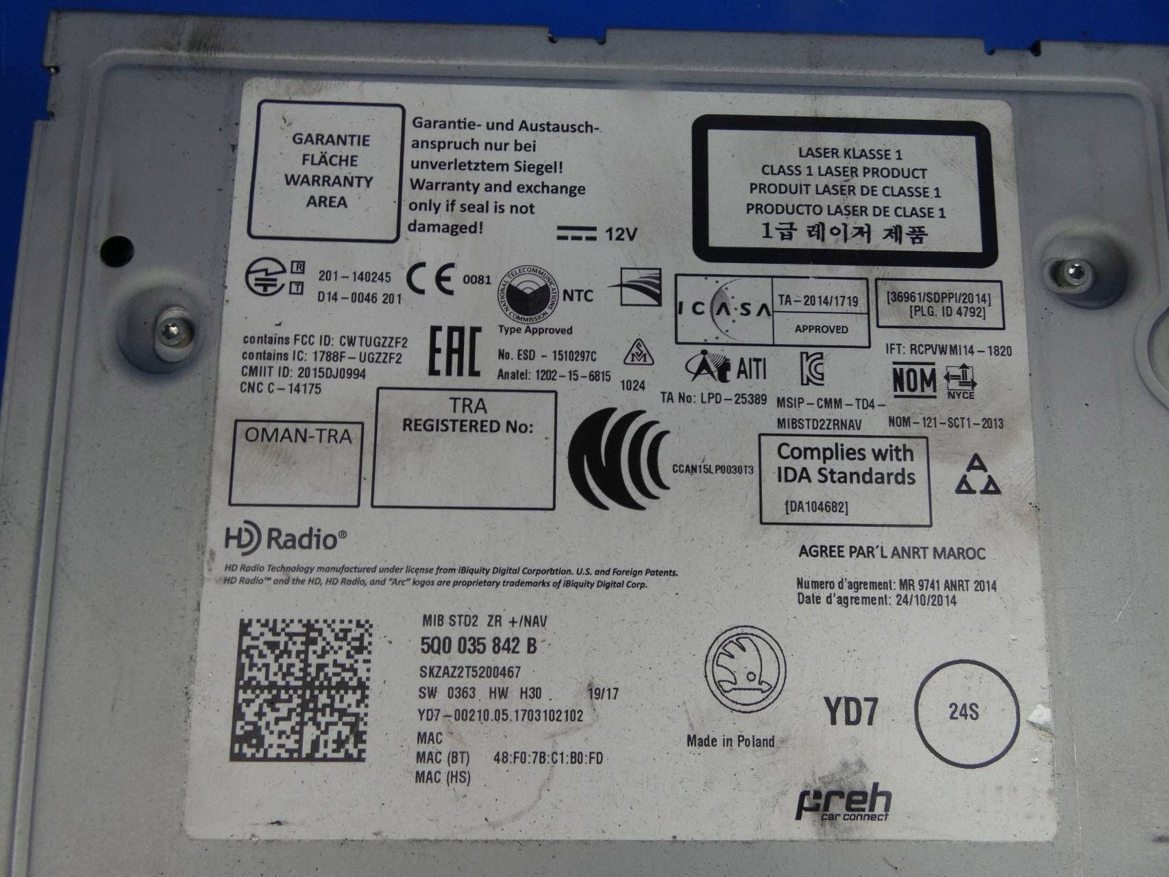 SKODA SUPERB III 3V player navigation devices SD NAVI