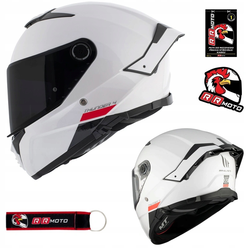 Motocyklová prilba Mt Thunder 4 Sv Solid Gloss Pearl White biela