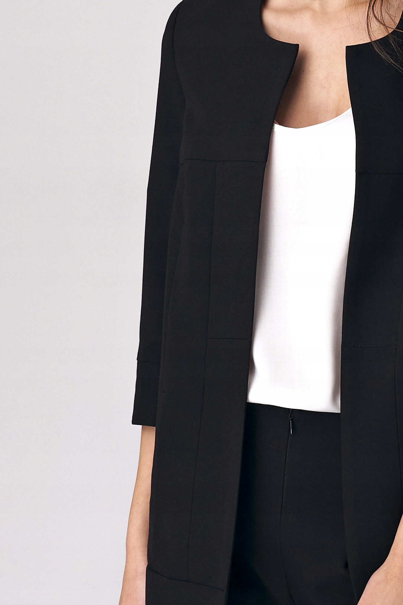 Elegancka marynarka bez zapięcia czarny S Rozmiar S