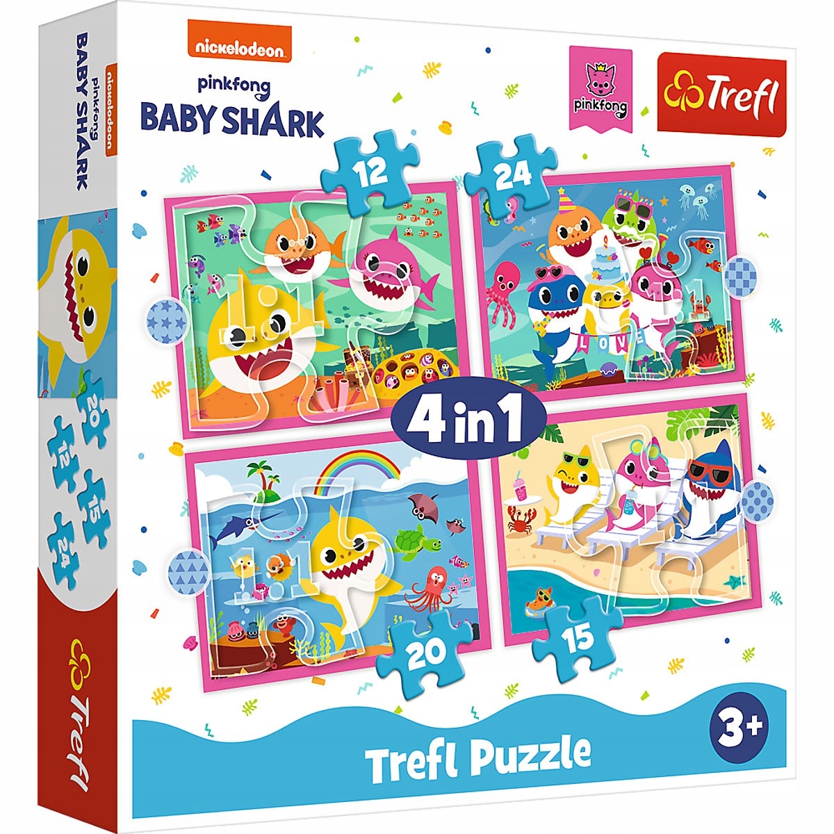 

34378 Trefl Puzzle 4W1 Rodzina Rekinów Baby Shark