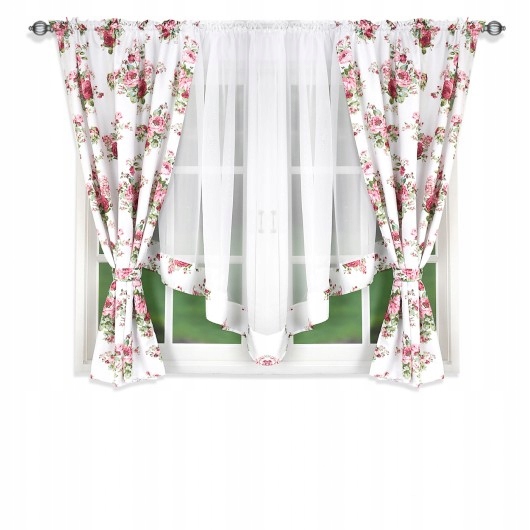 

Komplet firana+ zasłony,woal,kwiaty 160x400 L453