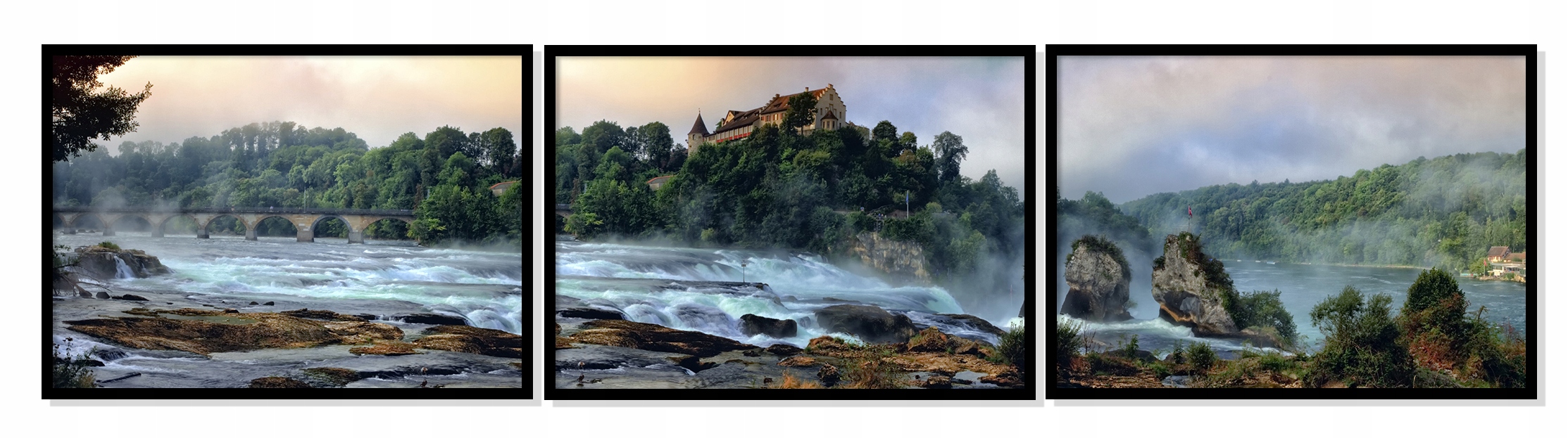 Obraz V Rámu 53x73 cm Triptych Sada 3 obrazů Vodopád Potok Hory P1010