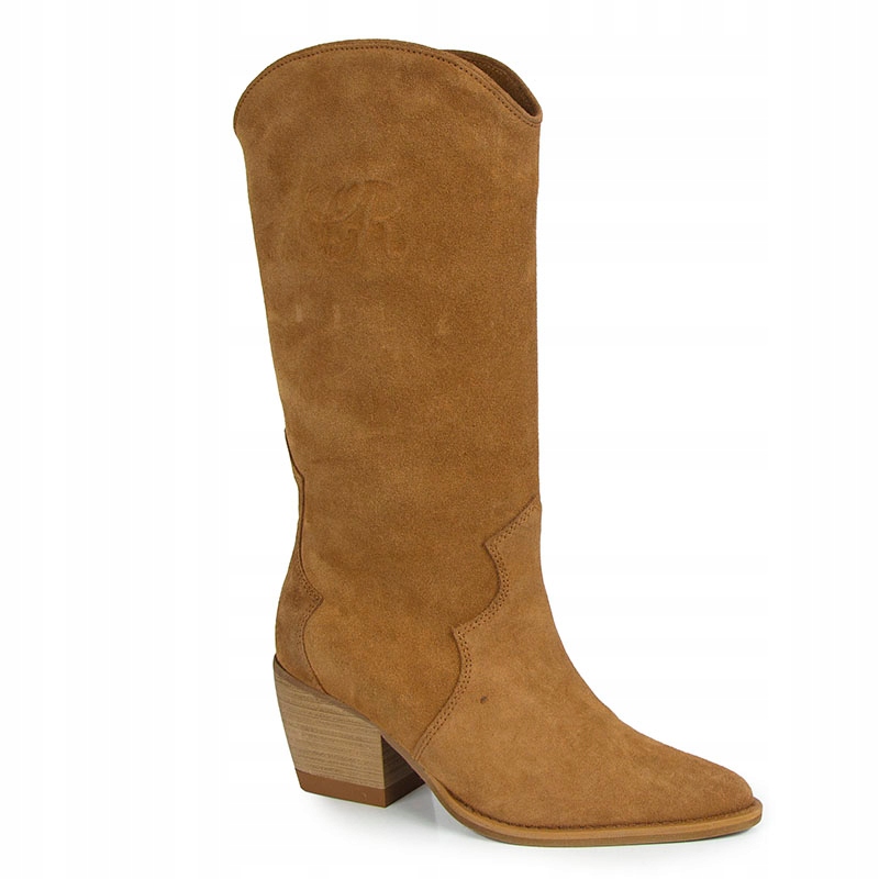 Carinii B9065 Kozačky Kovbojské Boty Semišová Kůže Červená 37