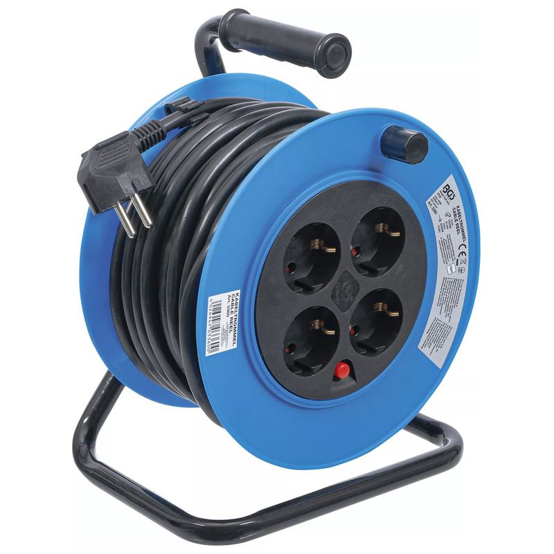 Bubnový predlžovací kábel 15 m, 3 x 1,5 mm², 4 zásuvky Ip 20 3000 W, Bgs 3360