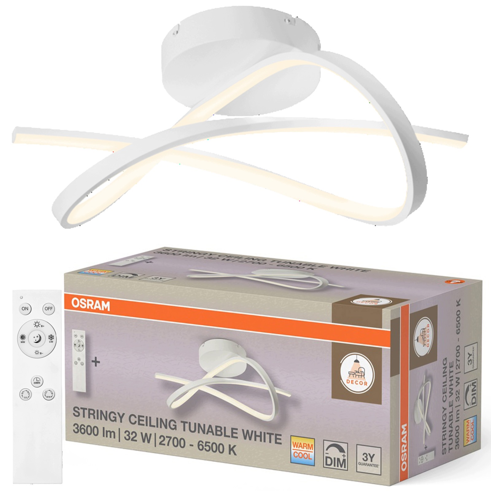 Nástenná stropná lampa 32W 2100lm 2600-6000K Cct stmievateľná Decor Osram