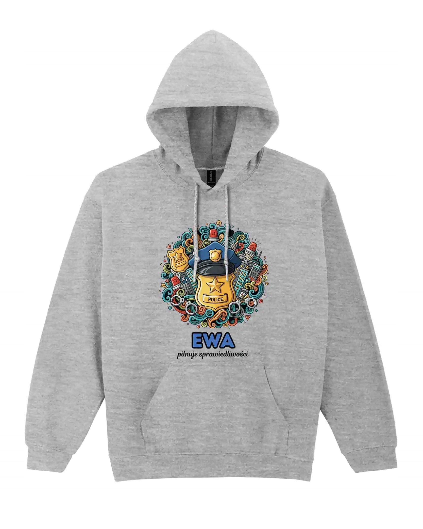 Mikina s kapucí Policista Personalizovaná Ilustrační Šedá L