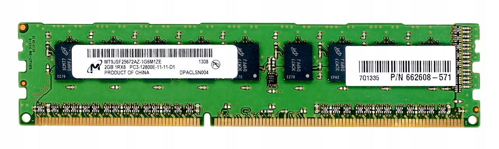 Hp 662608-571 MT9JSF25672AZ-1G6M1ZE 2GB DDR3-1600MHz Ecc Ub CL11