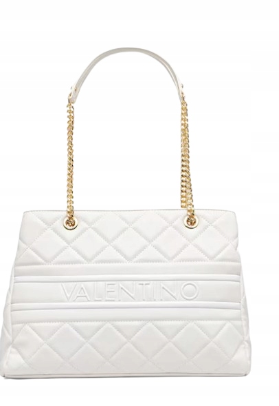 Valentino Klasická Prošívaná Kabelka S Řetízky Bílá 37x25x13 Y9A