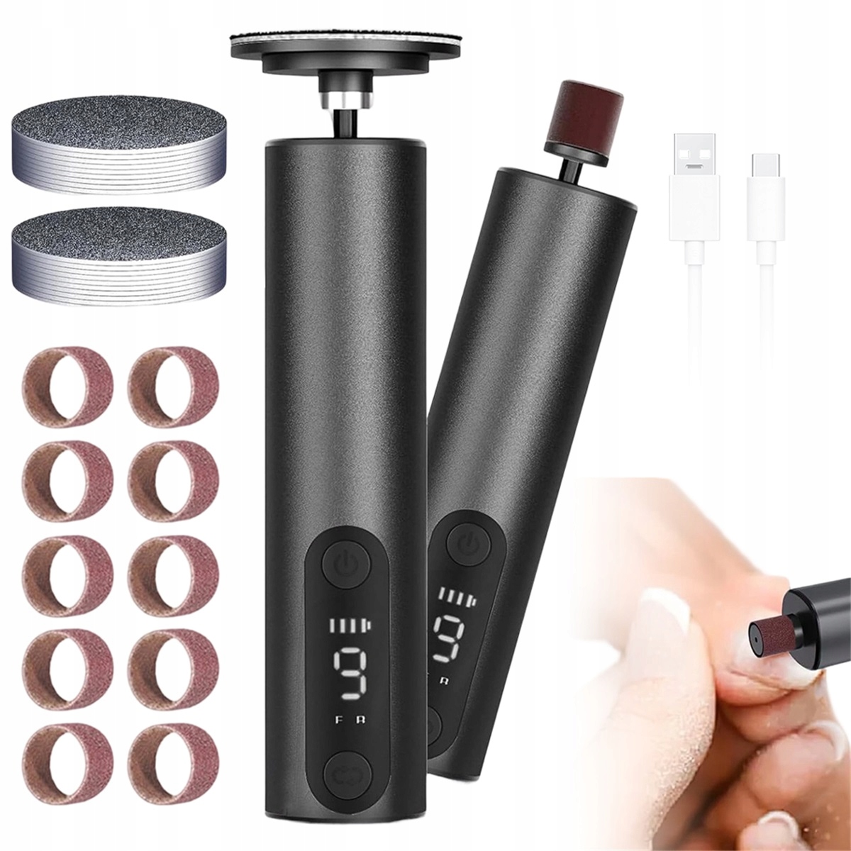 9 úrovní rychlosti Pilník Elektrický pro pedikúru Bruska Tarka Lcd