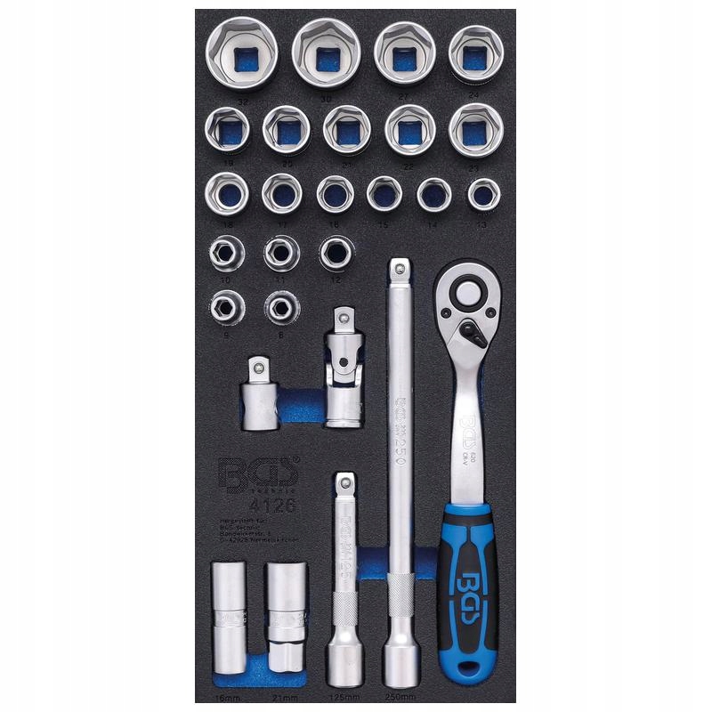 Vložka do zásuvky 1/3, sada nástrčných klíčů 27 ks Bgs 4126