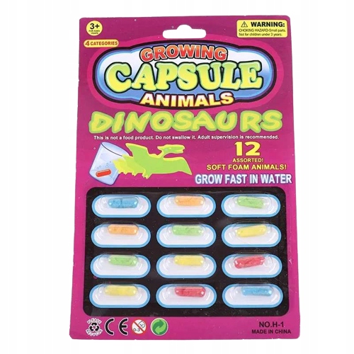 MAGICZNE KAPSUŁKI ROSNĄCE W WODZIE DINOZAUR 12 SZT
