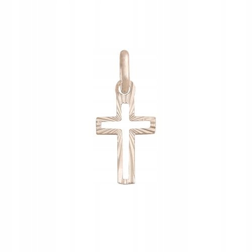 Jemný křížek z bílého zlata – jedna strana hladká, druhá gravírovaná