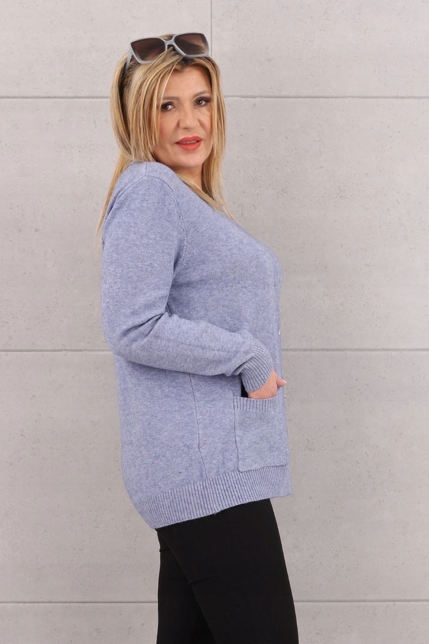 KARDIGAN SWETER DAMSKI BAWEŁNIANY ROZPINANY NA GUZIKI LUŹNY ROZMIARY Marka FEMIMODA