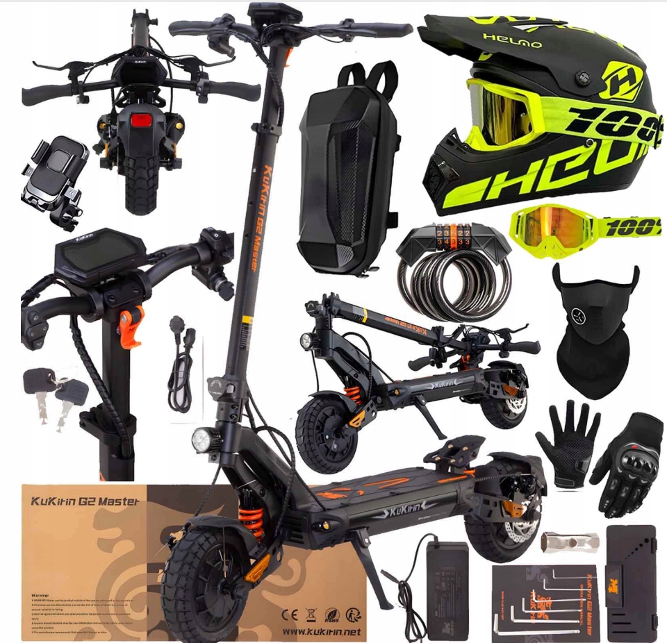 KuKirin G2 Master 2000W, 52V 20,8AH, 60 km/h, dojezd 70 km, 10" terénní koloběžka Dárky