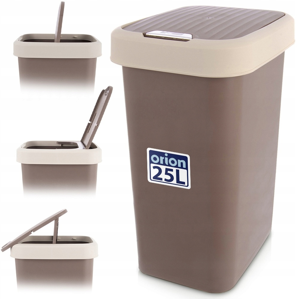 Levně Odpadkový koš plastový do kuchyně, koupelny, kanceláře 25L hnědý